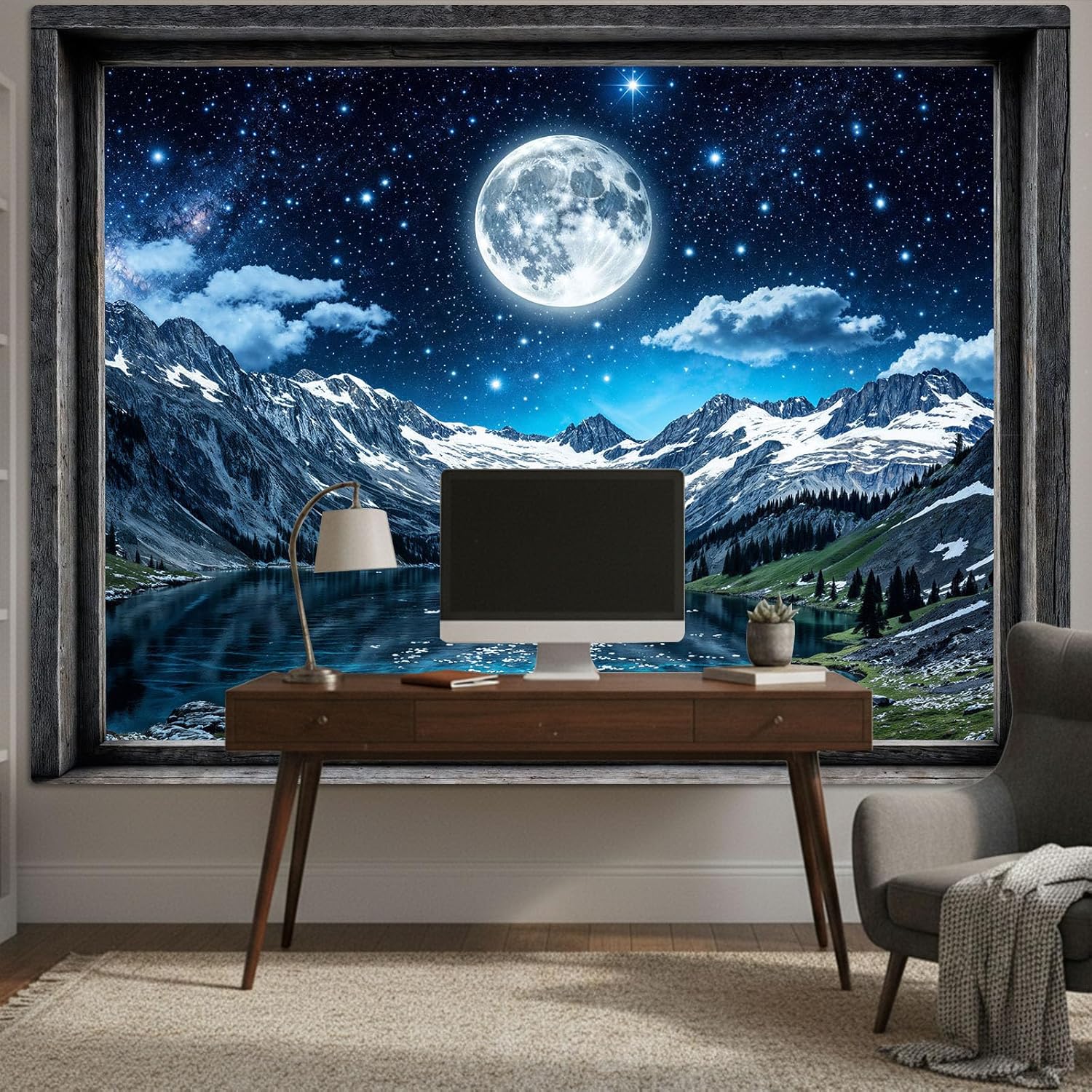 3D Window Full Moon Mountain L - 3D Printing Room 리뷰 및 가격