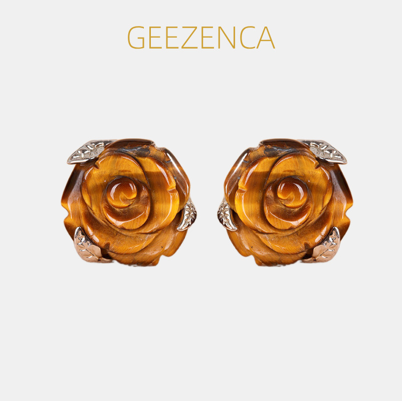 GEEZENCA Tiger's Eye Stone 925 - 3D Printing Earrings 리뷰 및 가격