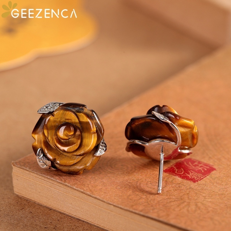 GEEZENCA Tiger's Eye Stone 925 - 3D Printing Earrings 리뷰 및 가격