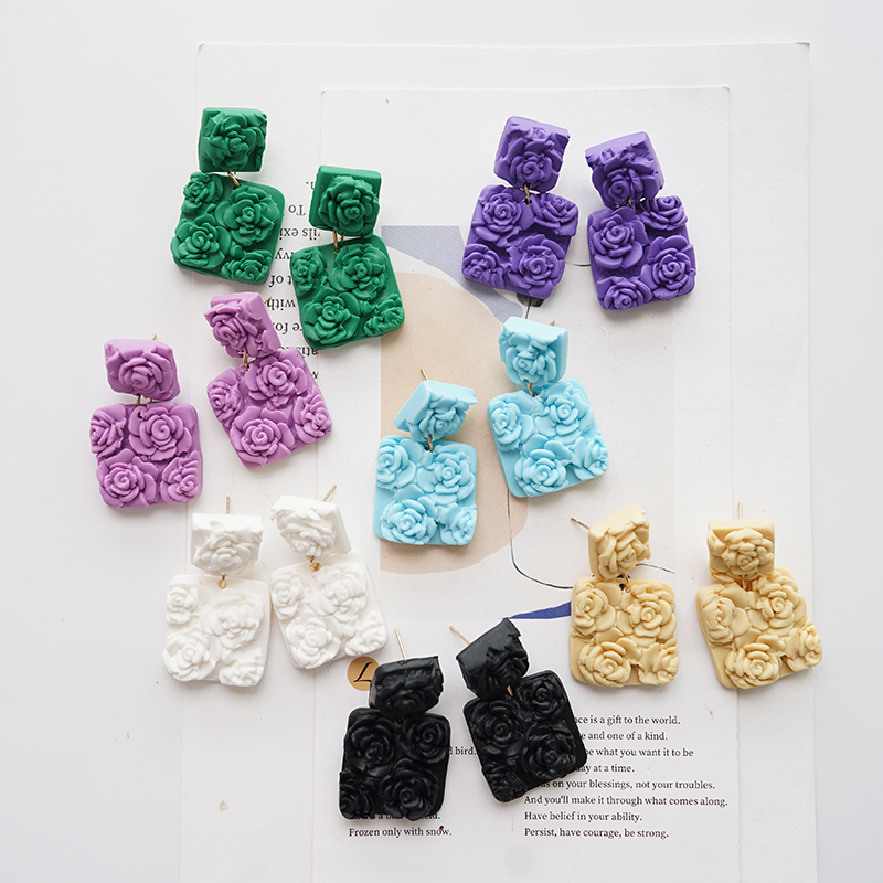 Solid Multi-Color Square Chip  - 3D Printing Earrings 리뷰 및 가격